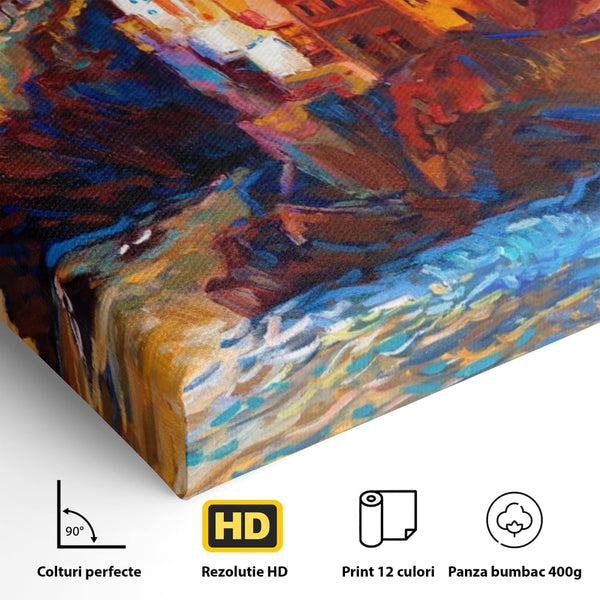 Tablou Canvas Premium LuxCanva® A1080, Oras La Malul Marii , Peisaj, Case, Cladiri, Stanci, Culori Vibrante