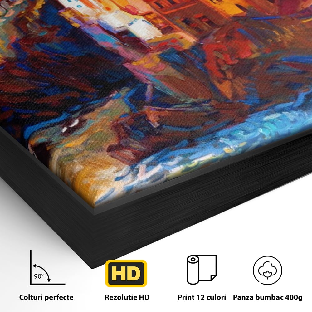 Tablou Canvas Premium LuxCanva® A1080, Oras La Malul Marii , Peisaj, Case, Cladiri, Stanci, Culori Vibrante