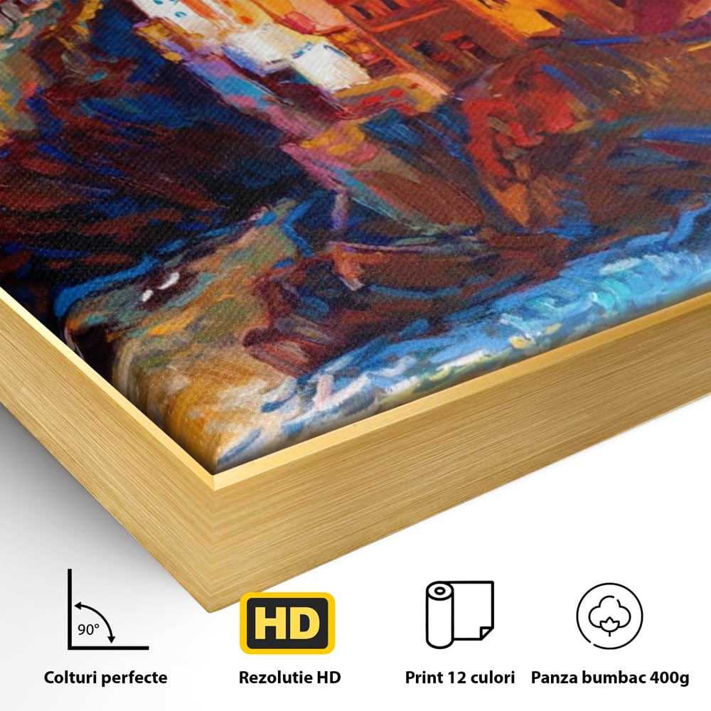 Tablou Canvas Premium LuxCanva® A1080, Oras La Malul Marii , Peisaj, Case, Cladiri, Stanci, Culori Vibrante