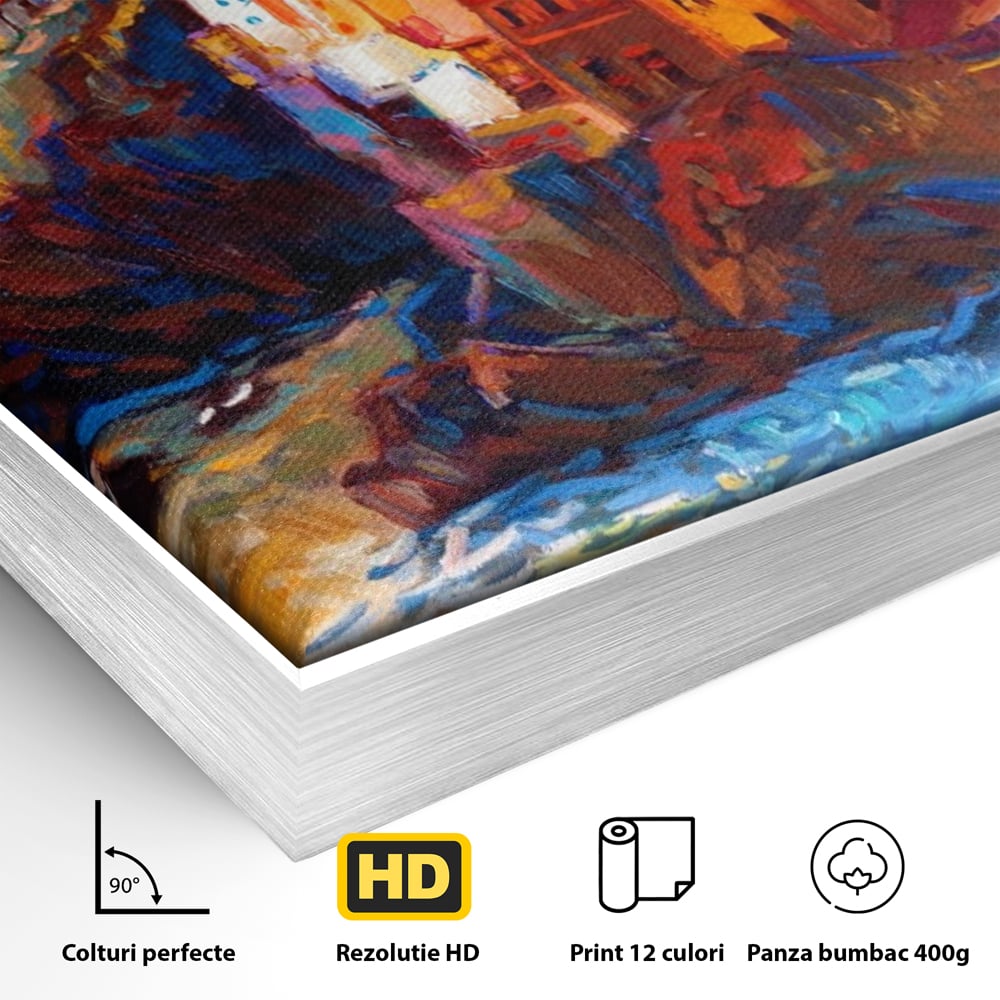 Tablou Canvas Premium LuxCanva® A1080, Oras La Malul Marii , Peisaj, Case, Cladiri, Stanci, Culori Vibrante