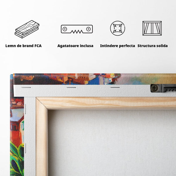 Tablou Canvas Premium LuxCanva® A1080, Oras La Malul Marii , Peisaj, Case, Cladiri, Stanci, Culori Vibrante