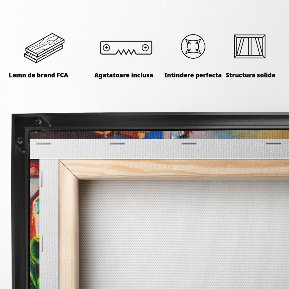 Tablou Canvas Premium LuxCanva® A1080, Oras La Malul Marii , Peisaj, Case, Cladiri, Stanci, Culori Vibrante