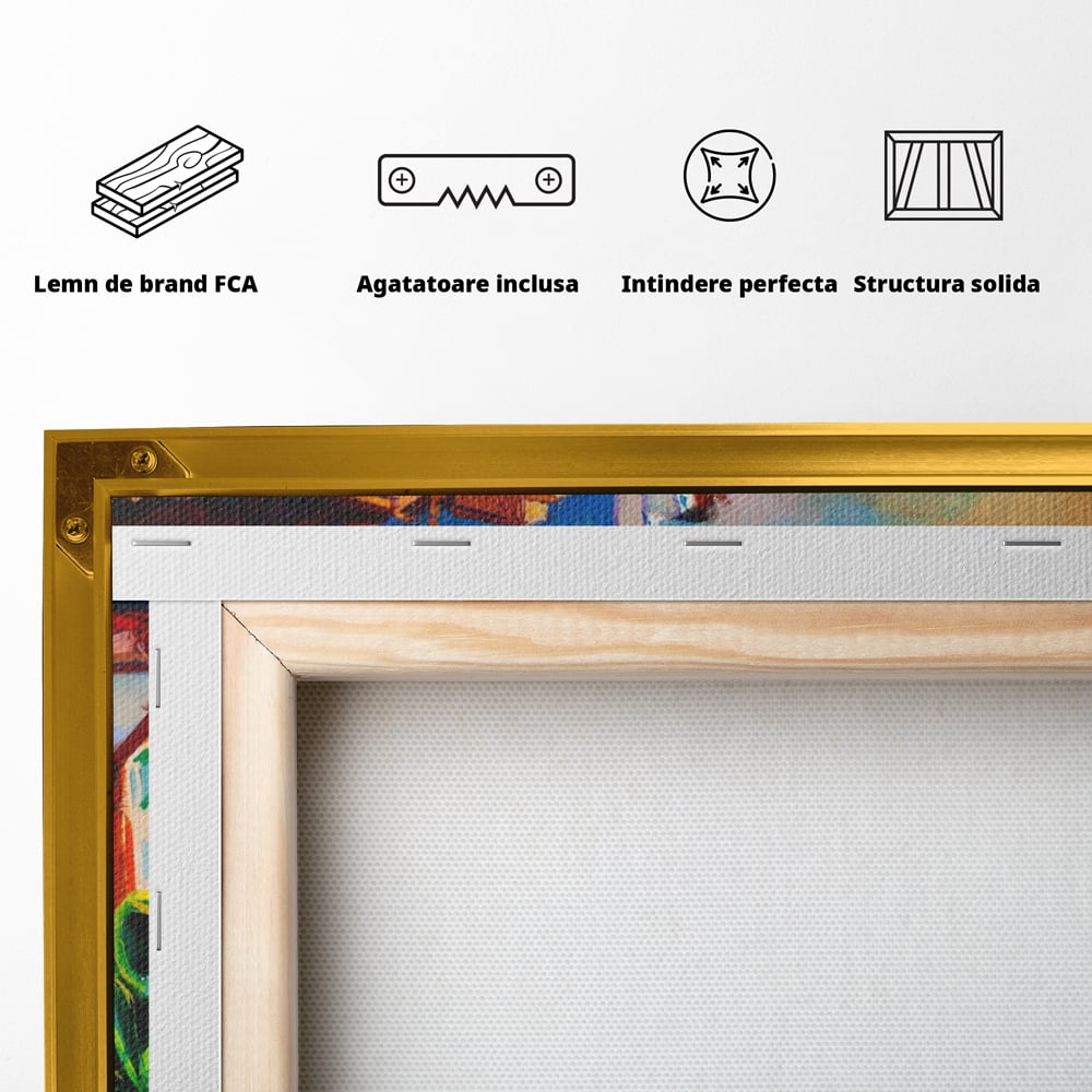 Tablou Canvas Premium LuxCanva® A1080, Oras La Malul Marii , Peisaj, Case, Cladiri, Stanci, Culori Vibrante