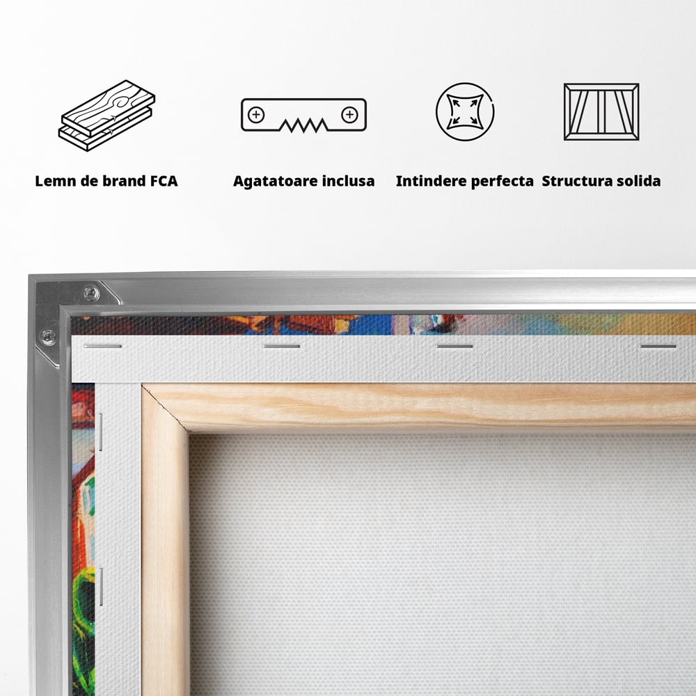Tablou Canvas Premium LuxCanva® A1080, Oras La Malul Marii , Peisaj, Case, Cladiri, Stanci, Culori Vibrante