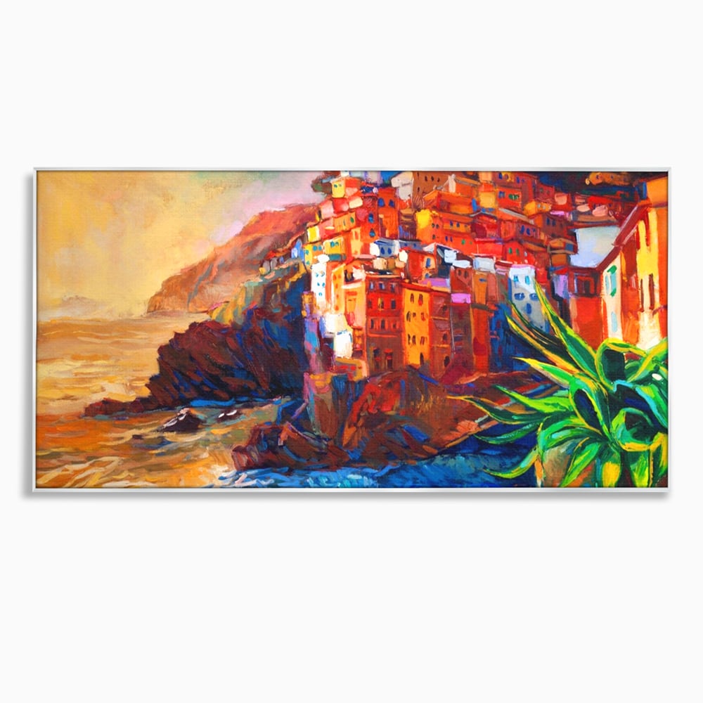 Tablou Canvas Premium LuxCanva® A1080, Oras La Malul Marii , Peisaj, Case, Cladiri, Stanci, Culori Vibrante