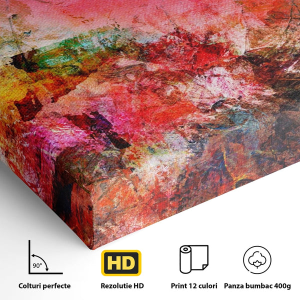 Tablou Canvas Premium LuxCanva® A1085, Colorful Red , Abstract, Red, Multicolor, Culori Vibrante