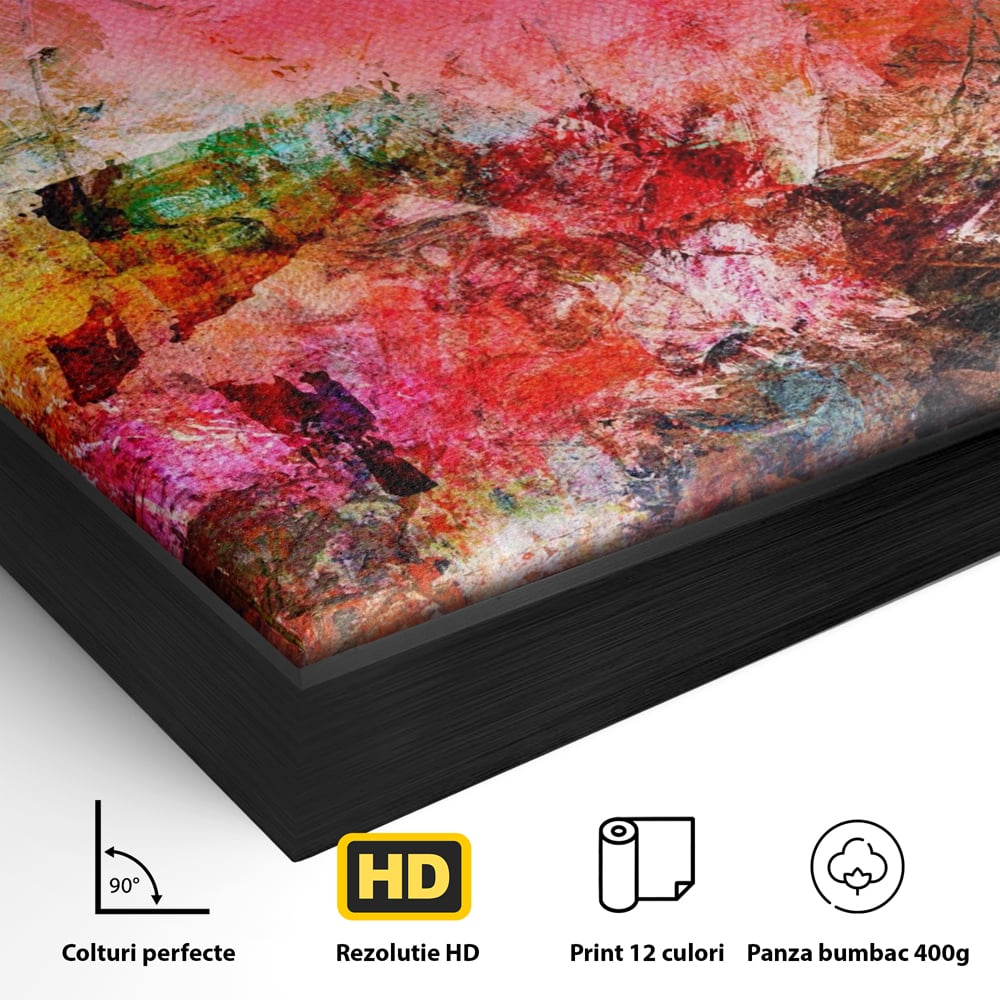 Tablou Canvas Premium LuxCanva® A1085, Colorful Red , Abstract, Red, Multicolor, Culori Vibrante
