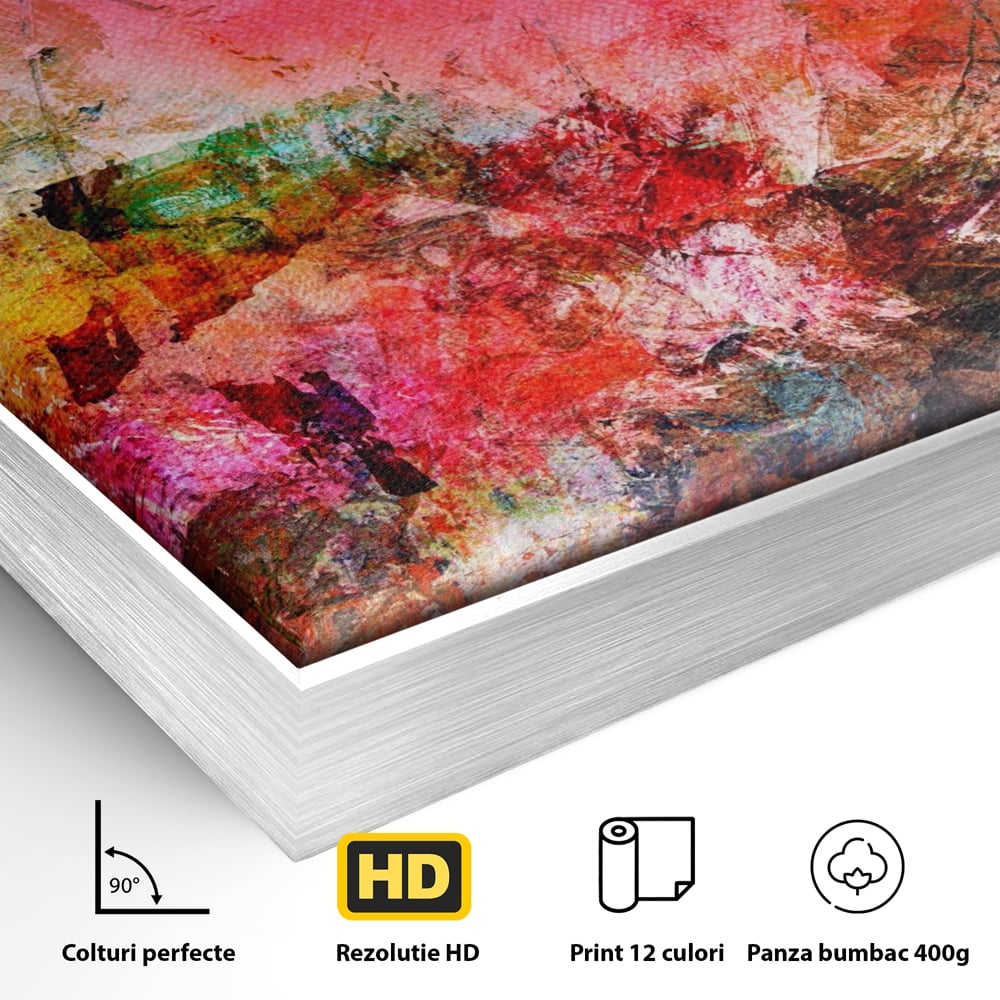 Tablou Canvas Premium LuxCanva® A1085, Colorful Red , Abstract, Red, Multicolor, Culori Vibrante
