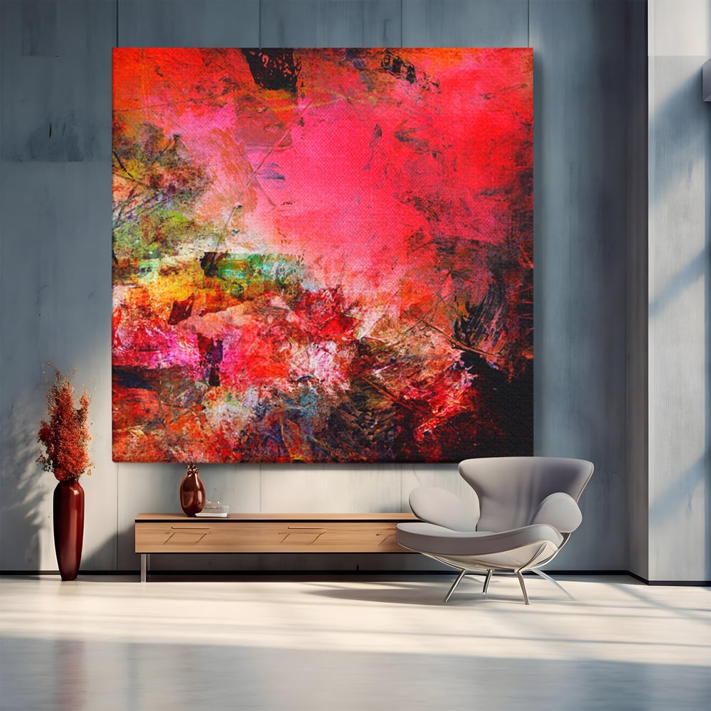 Tablou Canvas Premium LuxCanva® A1085, Colorful Red , Abstract, Red, Multicolor, Culori Vibrante