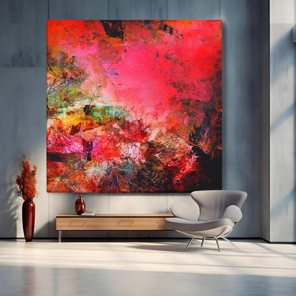 Tablou Canvas Premium LuxCanva® A1085, Colorful Red , Abstract, Red, Multicolor, Culori Vibrante