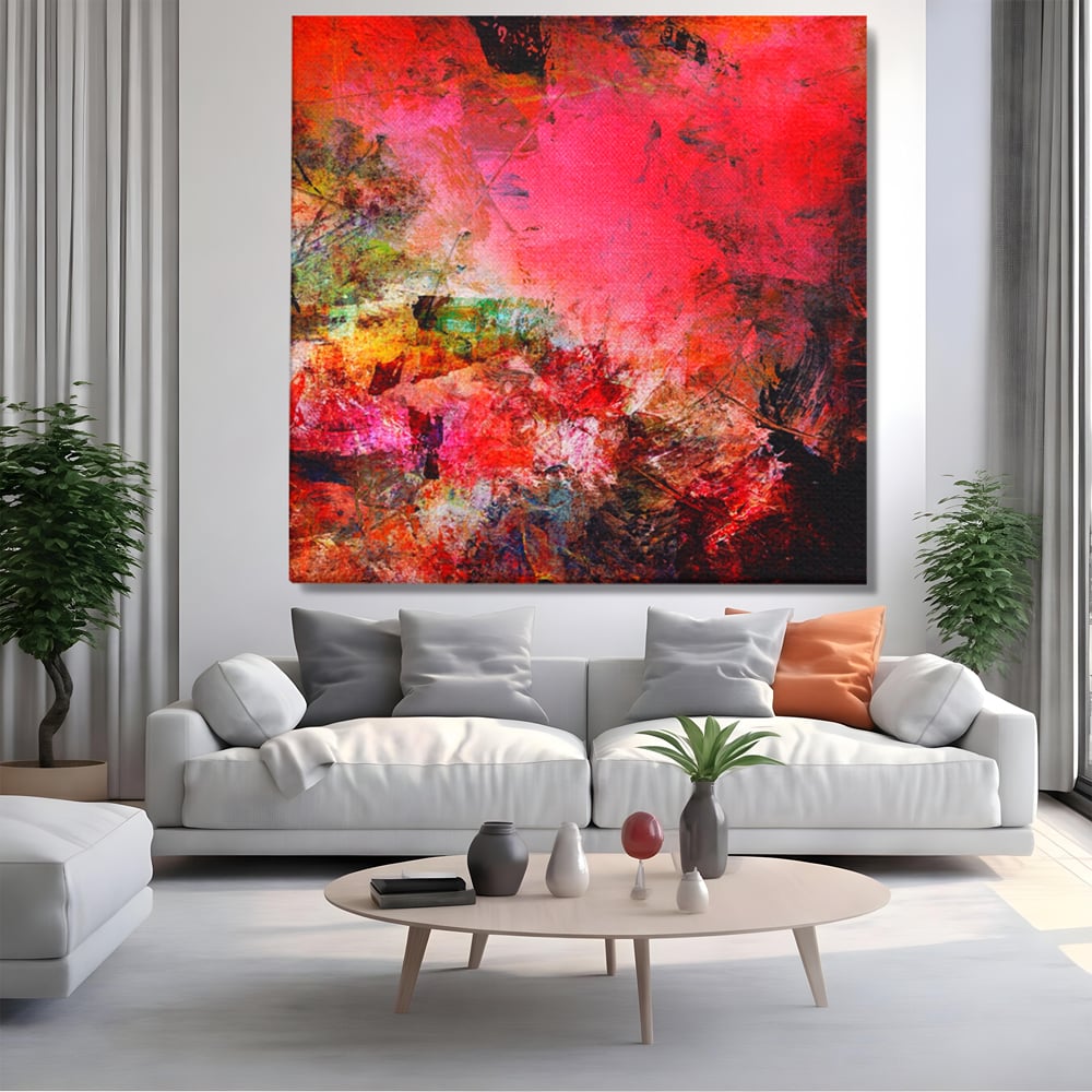 Tablou Canvas Premium LuxCanva® A1085, Colorful Red , Abstract, Red, Multicolor, Culori Vibrante