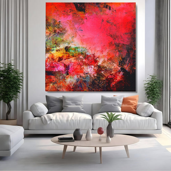 Tablou Canvas Premium LuxCanva® A1085, Colorful Red , Abstract, Red, Multicolor, Culori Vibrante