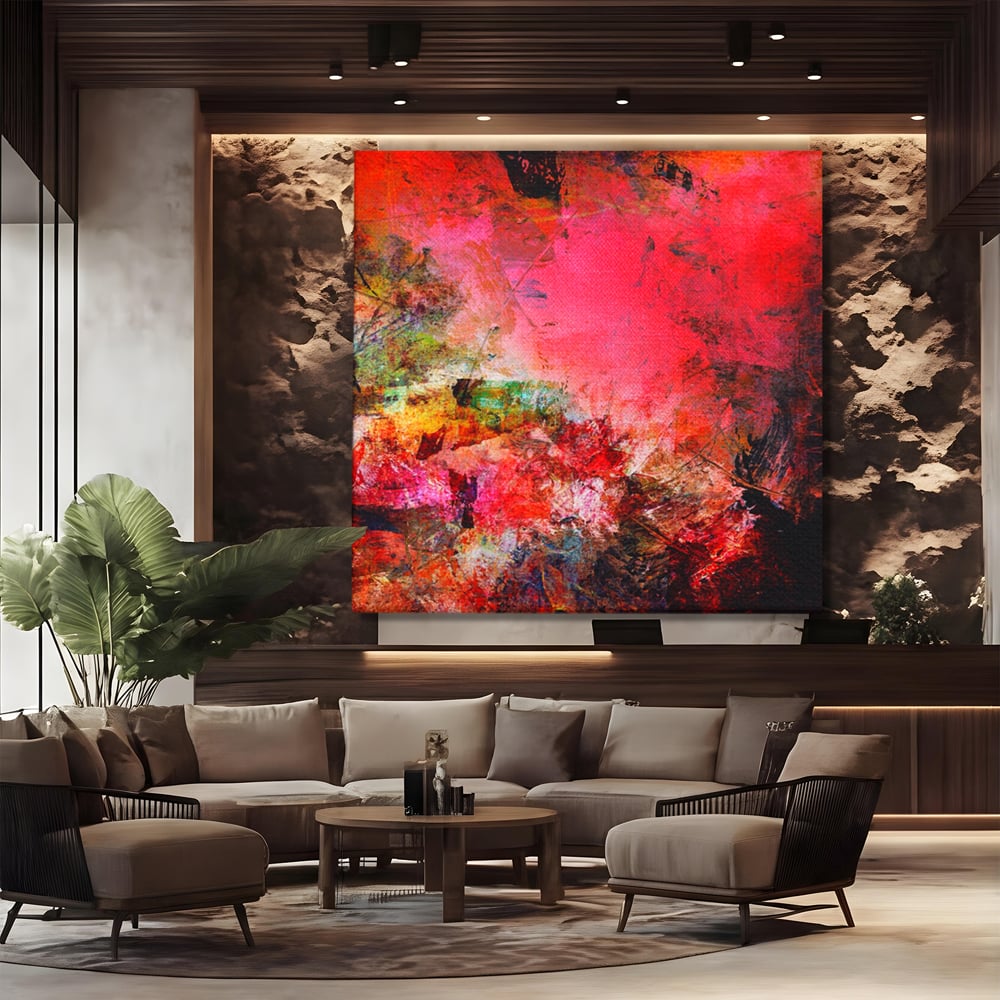 Tablou Canvas Premium LuxCanva® A1085, Colorful Red , Abstract, Red, Multicolor, Culori Vibrante