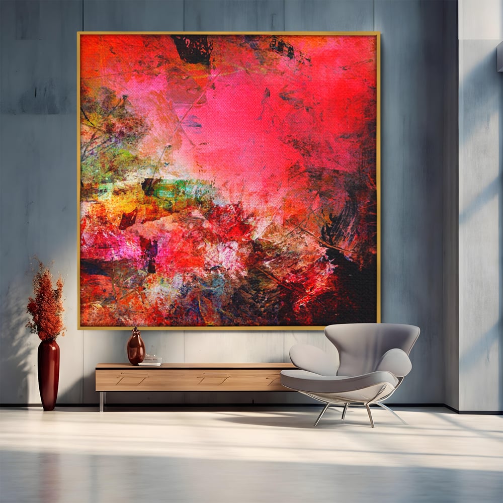 Tablou Canvas Premium LuxCanva® A1085, Colorful Red , Abstract, Red, Multicolor, Culori Vibrante