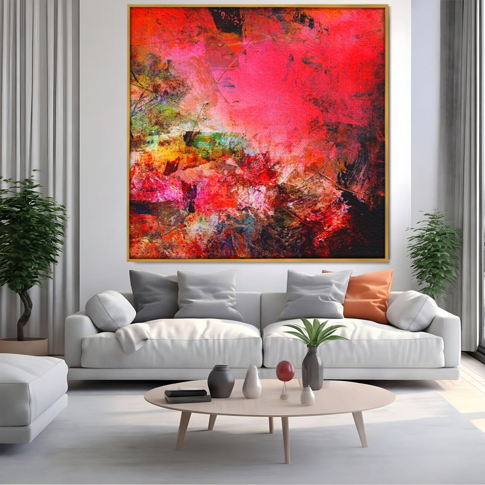 Tablou Canvas Premium LuxCanva® A1085, Colorful Red , Abstract, Red, Multicolor, Culori Vibrante