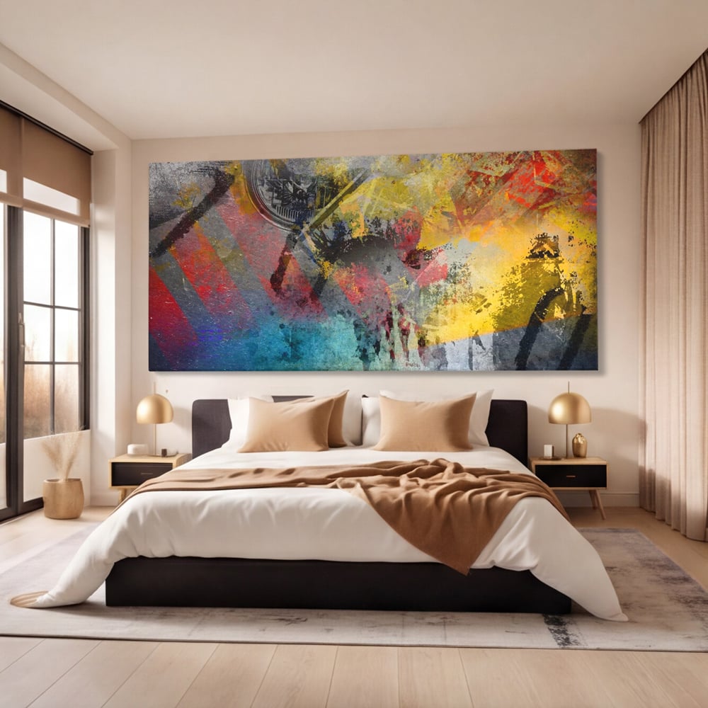 Tablou Canvas Premium LuxCanva® A1086, Colorful Yellow , Abstract, Galben, Multicolor, Culori Vibrante