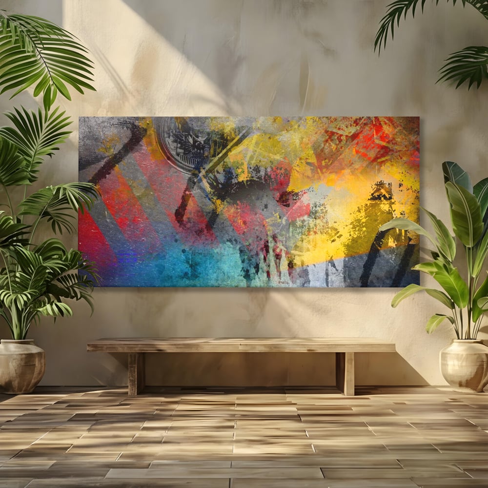 Tablou Canvas Premium LuxCanva® A1086, Colorful Yellow , Abstract, Galben, Multicolor, Culori Vibrante