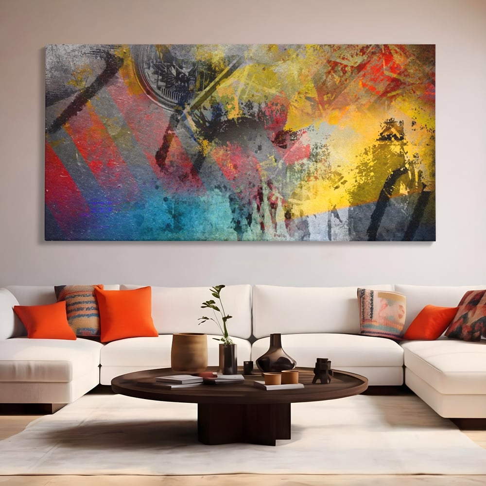 Tablou Canvas Premium LuxCanva® A1086, Colorful Yellow , Abstract, Galben, Multicolor, Culori Vibrante