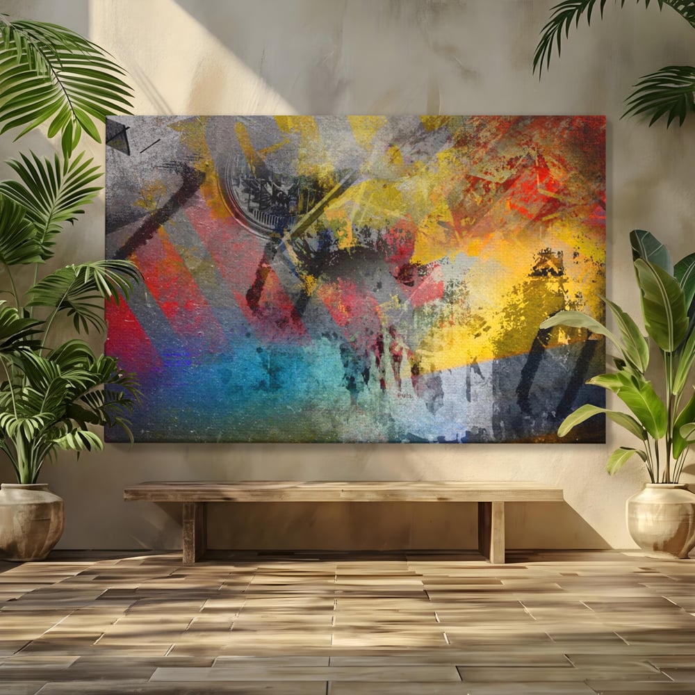 Tablou Canvas Premium LuxCanva® A1086, Colorful Yellow , Abstract, Galben, Multicolor, Culori Vibrante