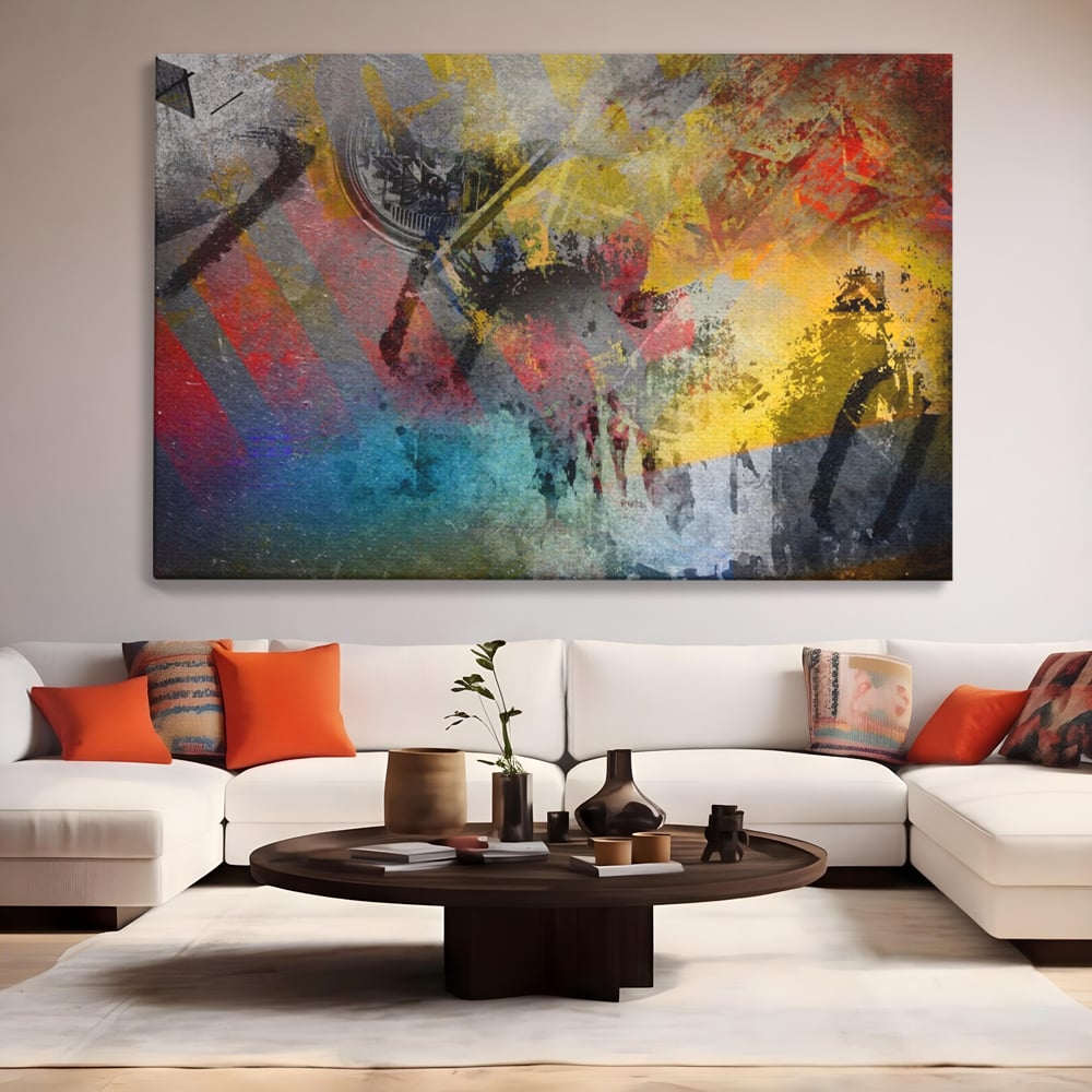 Tablou Canvas Premium LuxCanva® A1086, Colorful Yellow , Abstract, Galben, Multicolor, Culori Vibrante