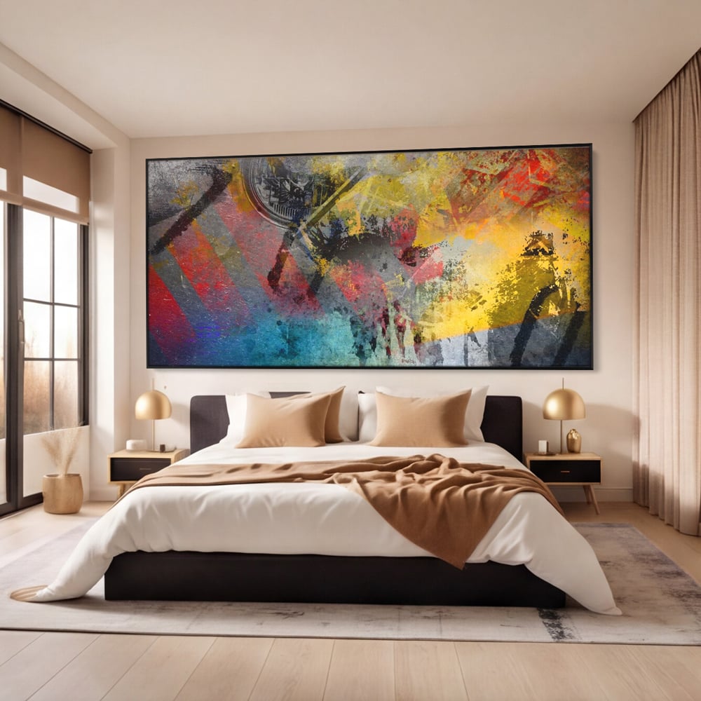 Tablou Canvas Premium LuxCanva® A1086, Colorful Yellow , Abstract, Galben, Multicolor, Culori Vibrante