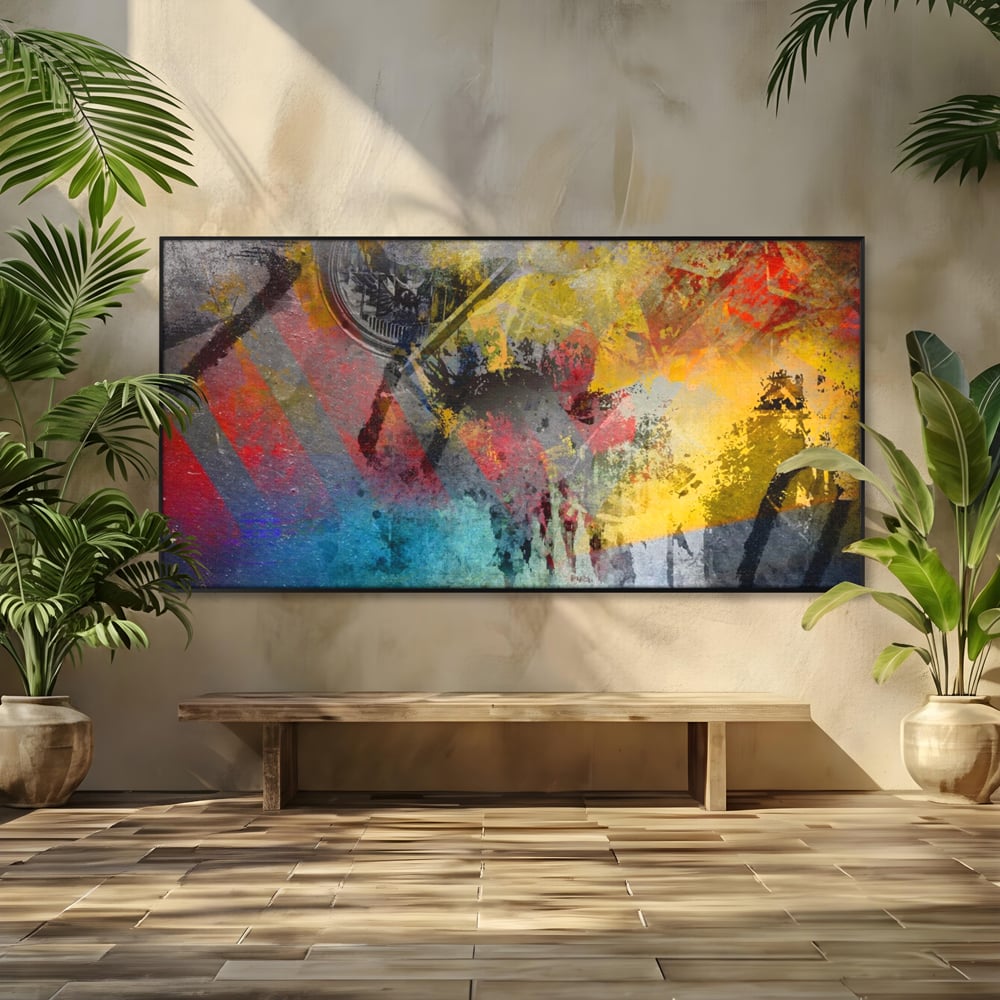 Tablou Canvas Premium LuxCanva® A1086, Colorful Yellow , Abstract, Galben, Multicolor, Culori Vibrante