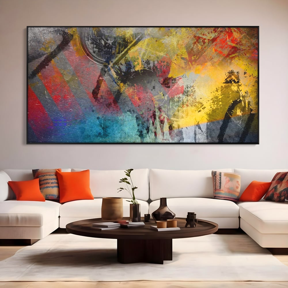 Tablou Canvas Premium LuxCanva® A1086, Colorful Yellow , Abstract, Galben, Multicolor, Culori Vibrante