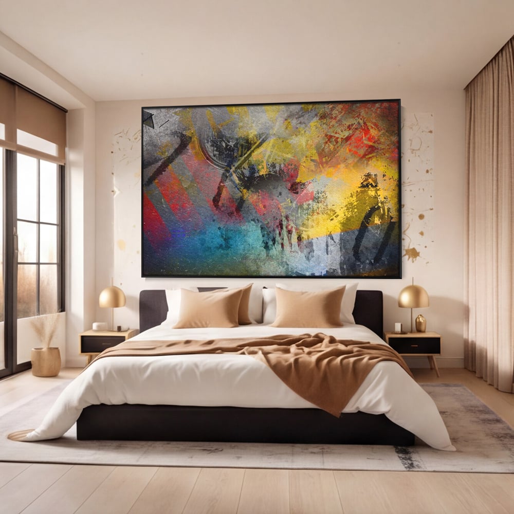 Tablou Canvas Premium LuxCanva® A1086, Colorful Yellow , Abstract, Galben, Multicolor, Culori Vibrante