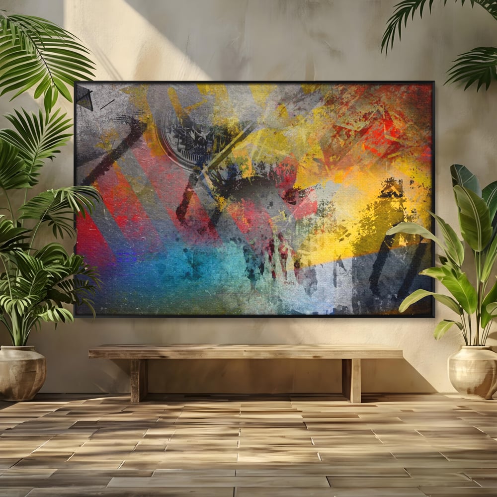Tablou Canvas Premium LuxCanva® A1086, Colorful Yellow , Abstract, Galben, Multicolor, Culori Vibrante