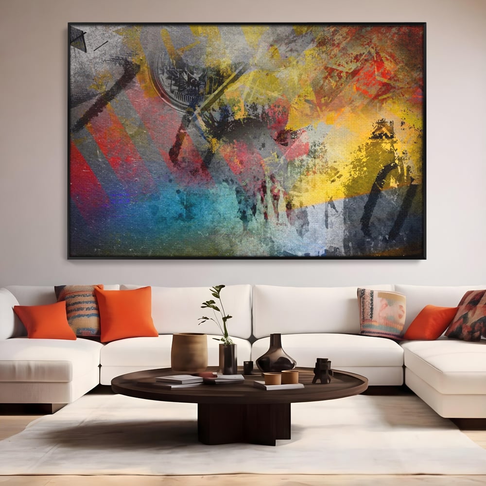 Tablou Canvas Premium LuxCanva® A1086, Colorful Yellow , Abstract, Galben, Multicolor, Culori Vibrante