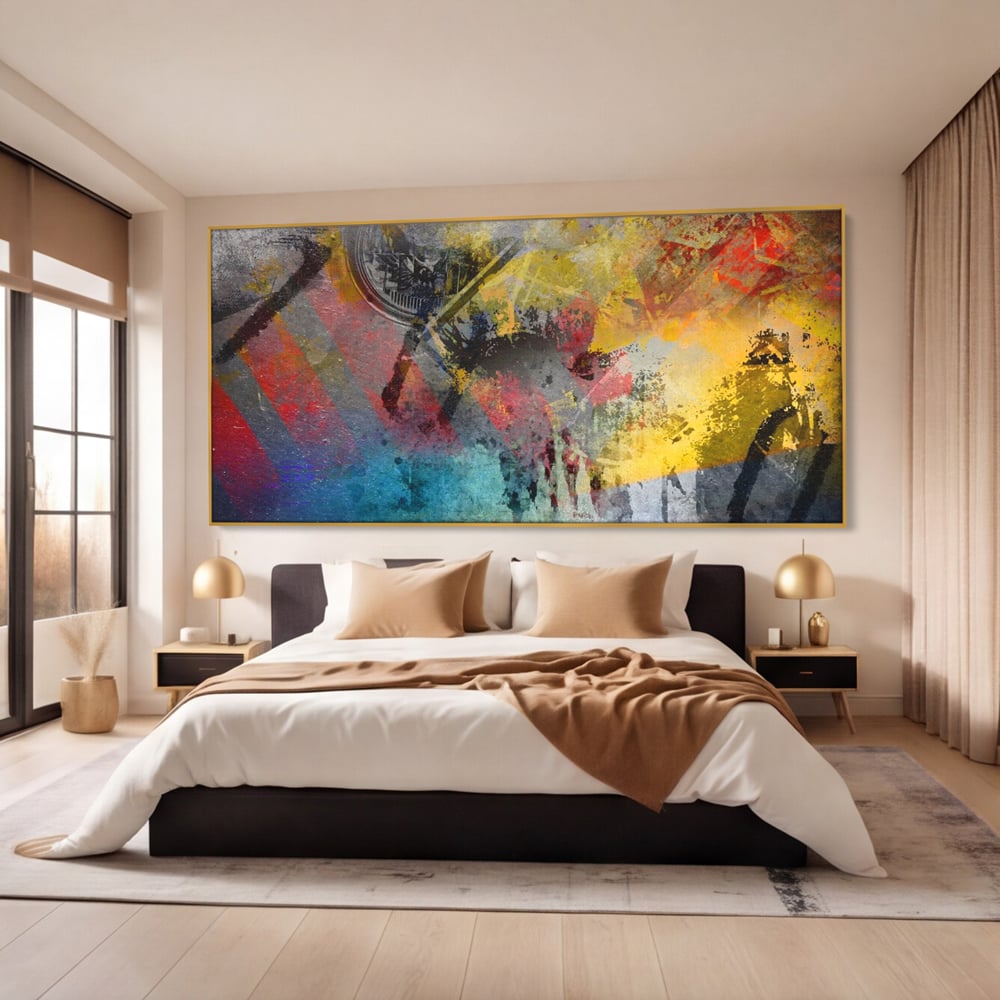 Tablou Canvas Premium LuxCanva® A1086, Colorful Yellow , Abstract, Galben, Multicolor, Culori Vibrante