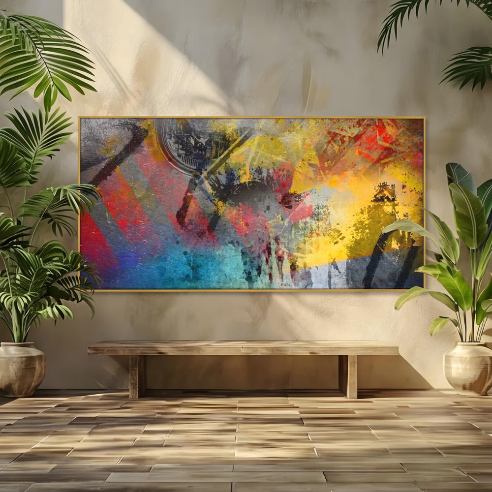 Tablou Canvas Premium LuxCanva® A1086, Colorful Yellow , Abstract, Galben, Multicolor, Culori Vibrante
