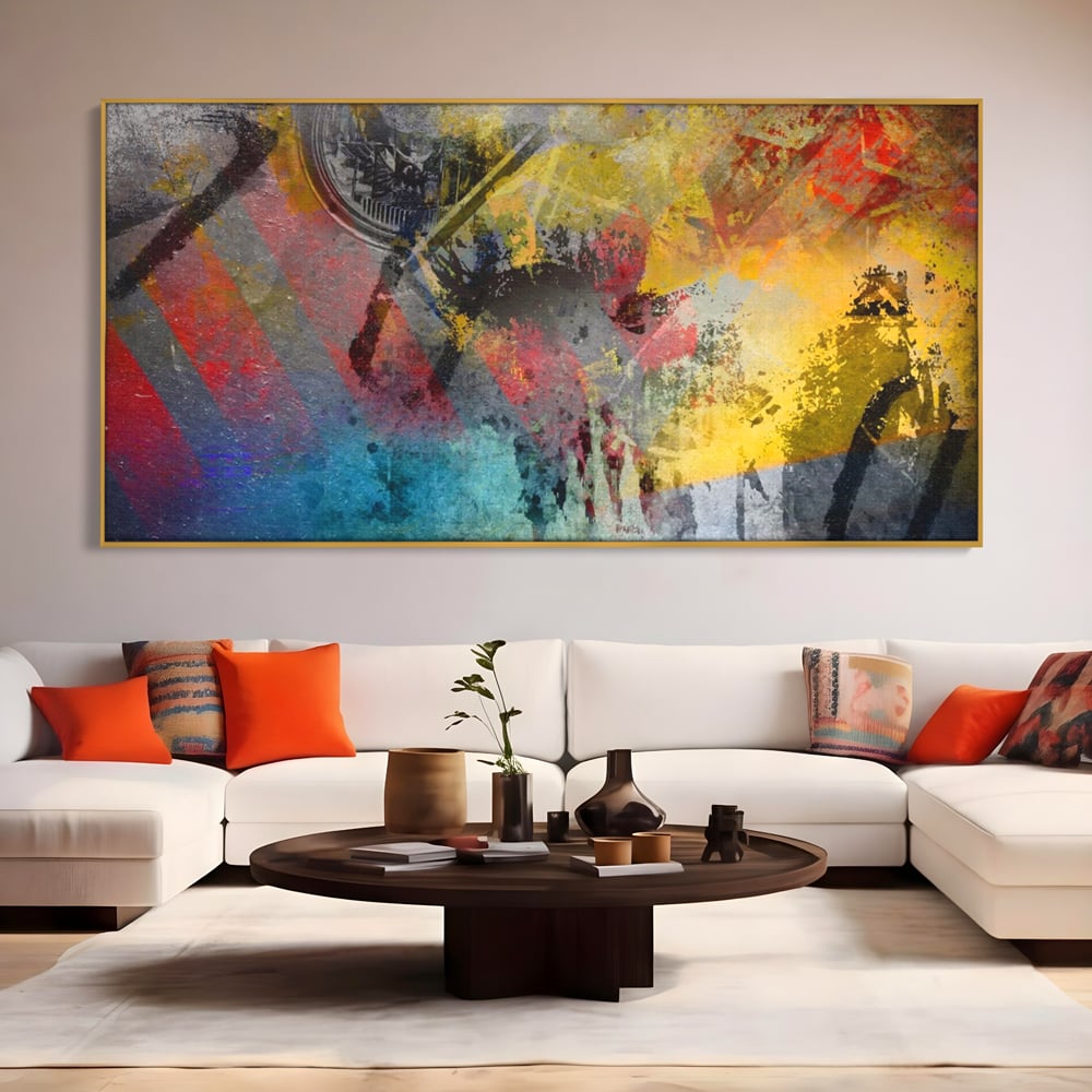 Tablou Canvas Premium LuxCanva® A1086, Colorful Yellow , Abstract, Galben, Multicolor, Culori Vibrante