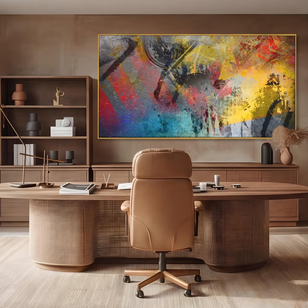 Tablou Canvas Premium LuxCanva® A1086, Colorful Yellow , Abstract, Galben, Multicolor, Culori Vibrante