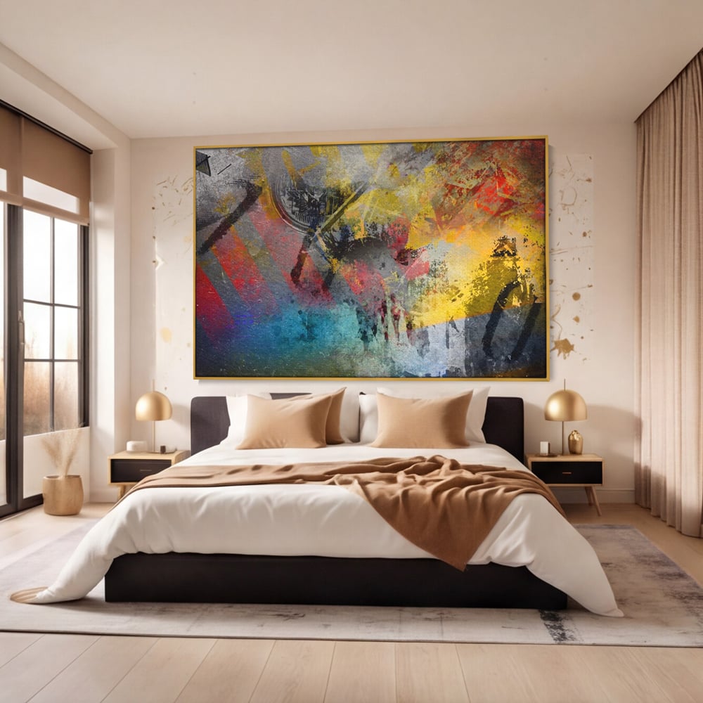 Tablou Canvas Premium LuxCanva® A1086, Colorful Yellow , Abstract, Galben, Multicolor, Culori Vibrante