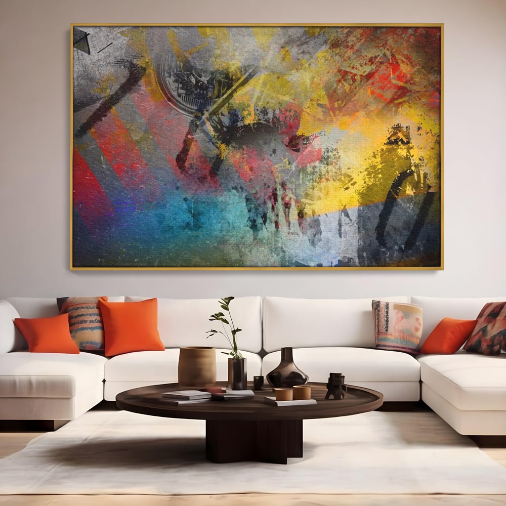 Tablou Canvas Premium LuxCanva® A1086, Colorful Yellow , Abstract, Galben, Multicolor, Culori Vibrante