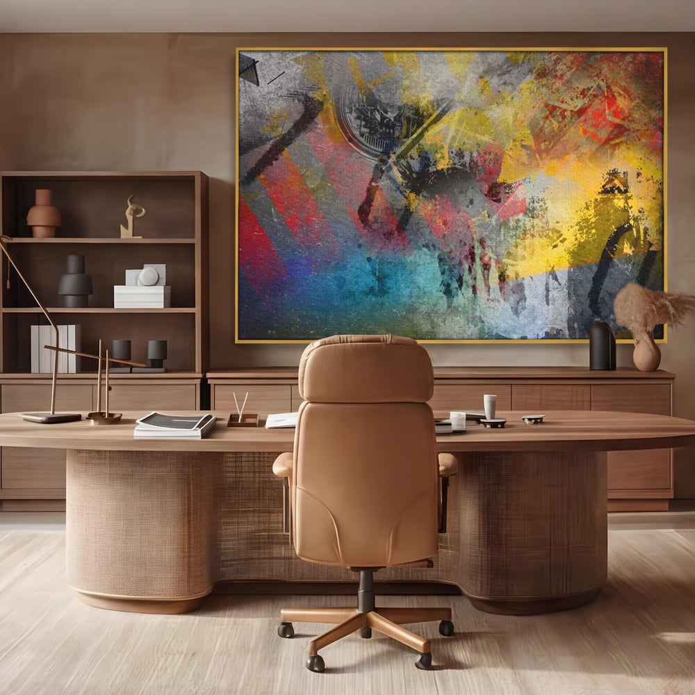Tablou Canvas Premium LuxCanva® A1086, Colorful Yellow , Abstract, Galben, Multicolor, Culori Vibrante