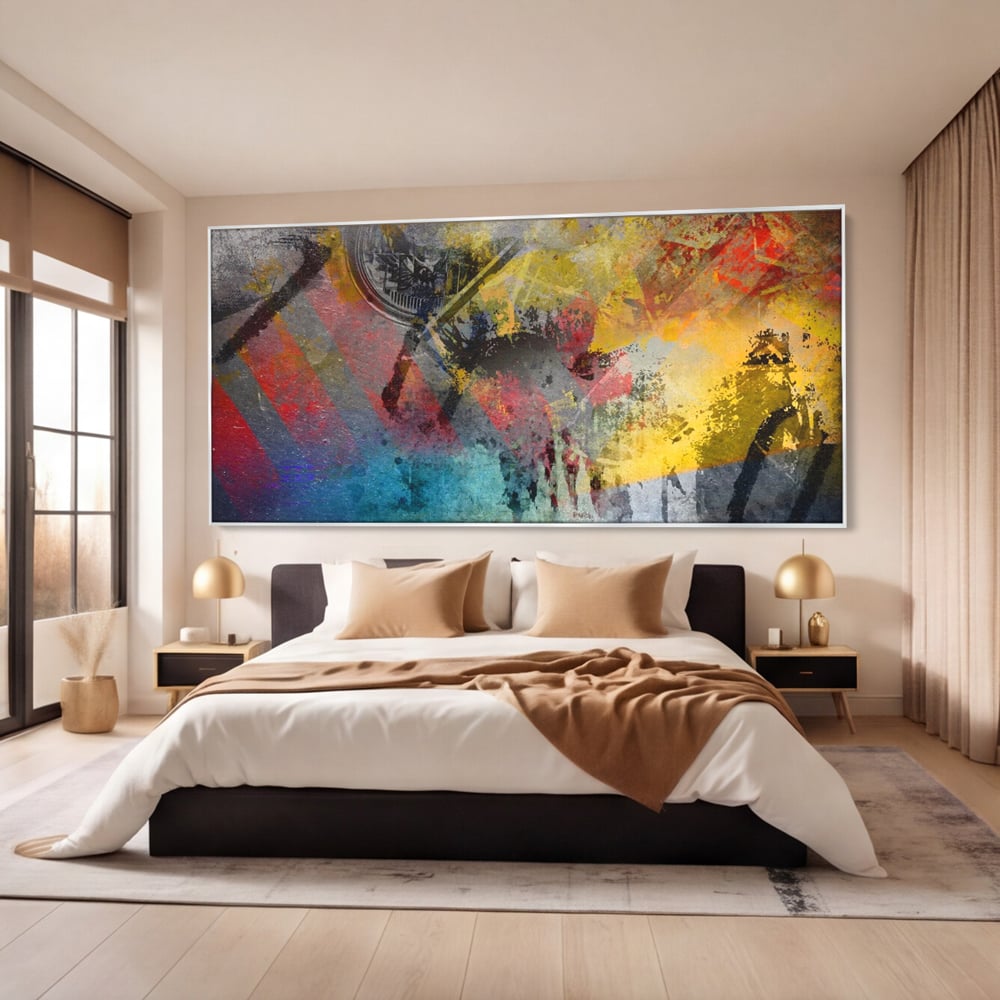 Tablou Canvas Premium LuxCanva® A1086, Colorful Yellow , Abstract, Galben, Multicolor, Culori Vibrante