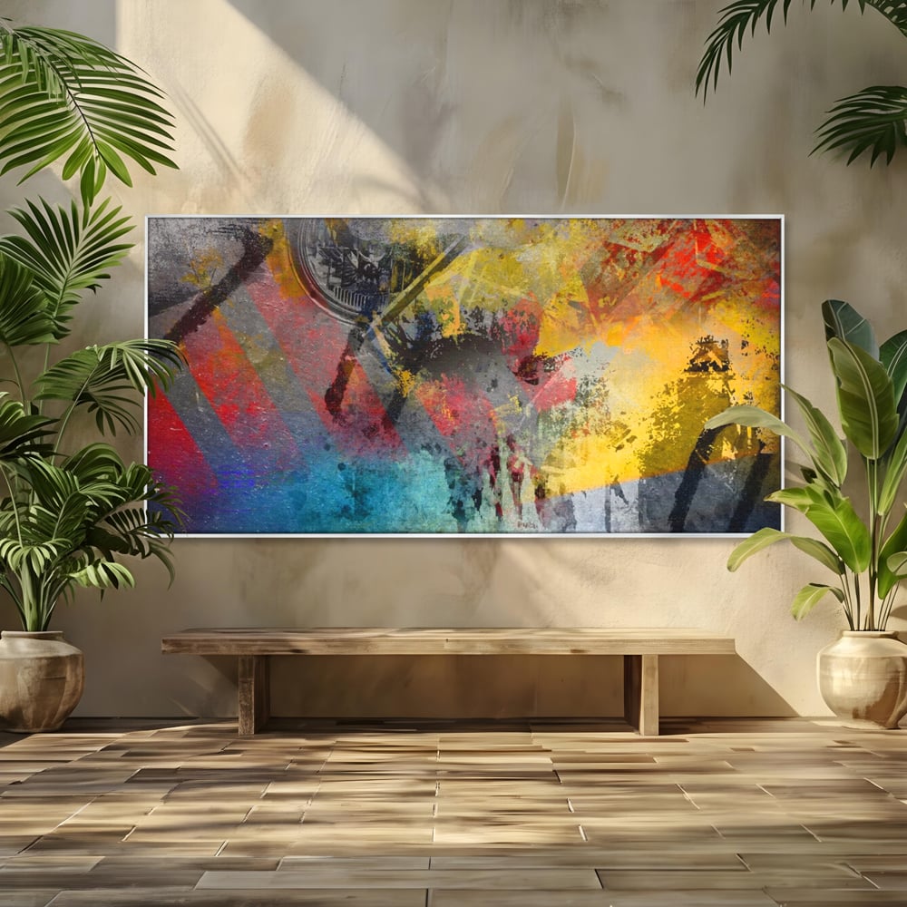 Tablou Canvas Premium LuxCanva® A1086, Colorful Yellow , Abstract, Galben, Multicolor, Culori Vibrante