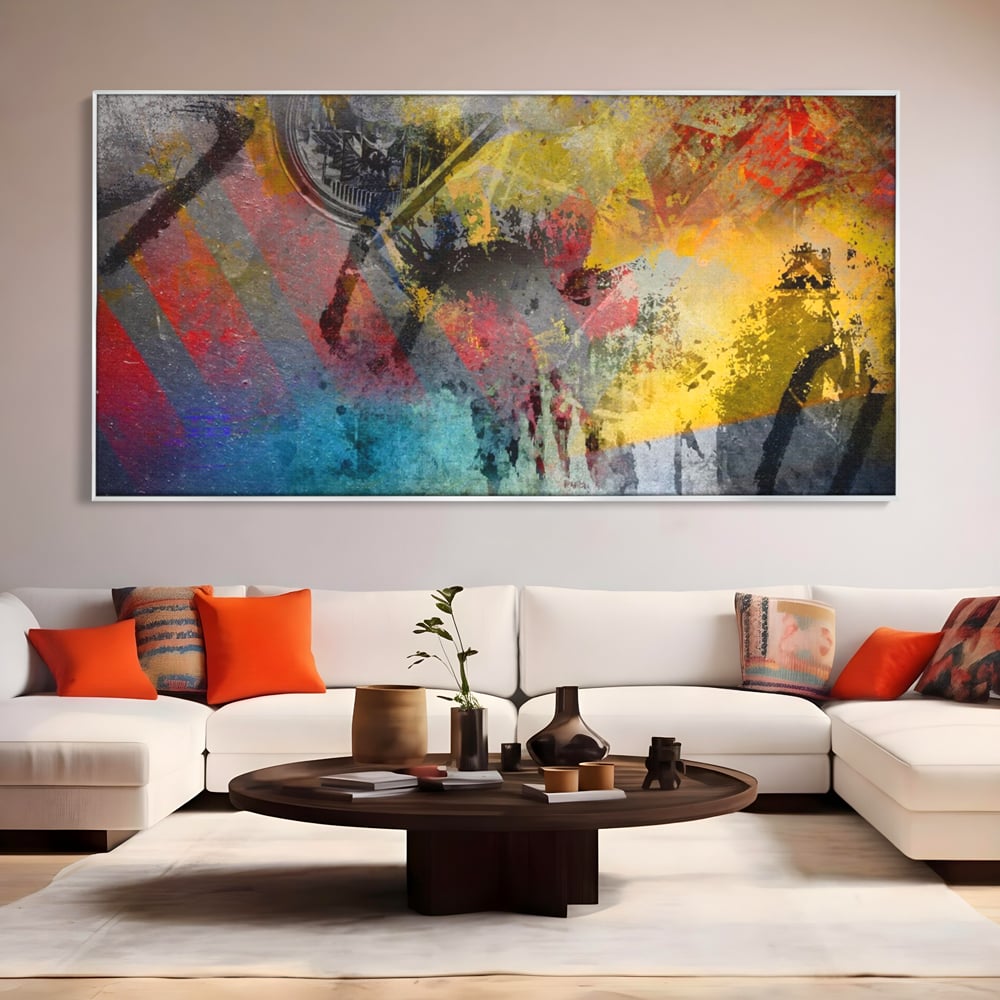 Tablou Canvas Premium LuxCanva® A1086, Colorful Yellow , Abstract, Galben, Multicolor, Culori Vibrante