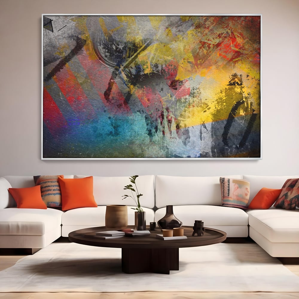 Tablou Canvas Premium LuxCanva® A1086, Colorful Yellow , Abstract, Galben, Multicolor, Culori Vibrante