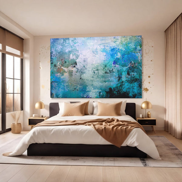 Tablou Canvas Premium LuxCanva® A1087, Colorful Blue , Abstract, BabyBlue, Albastru, Multicolor, Culori Vibrante
