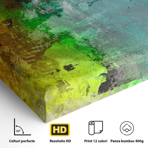 Tablou Canvas Premium LuxCanva® A1091, Colorful Green , Abstract, Verde, Blue, Multicolor, Culori Vibrante