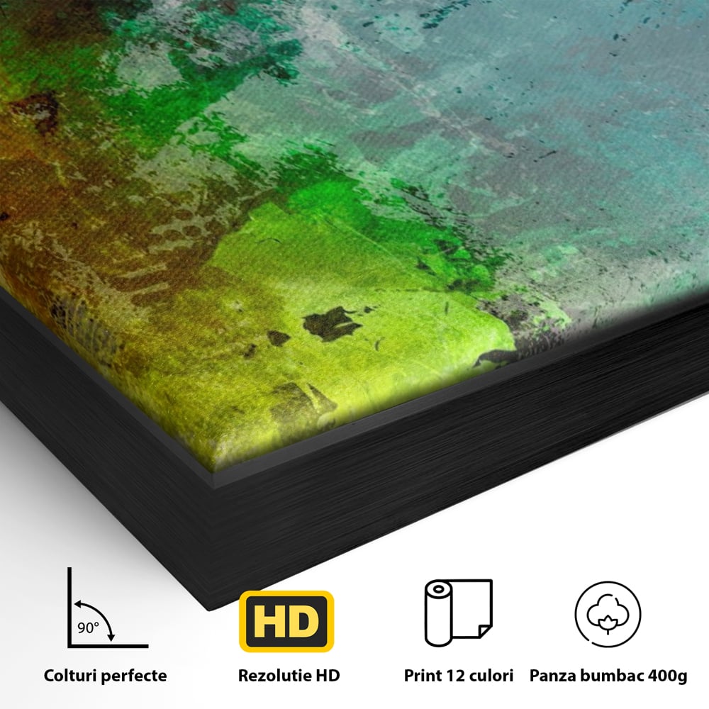 Tablou Canvas Premium LuxCanva® A1091, Colorful Green , Abstract, Verde, Blue, Multicolor, Culori Vibrante