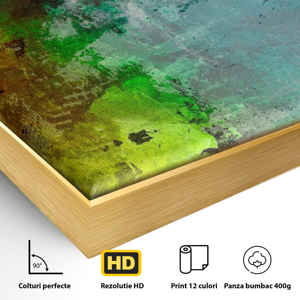Tablou Canvas Premium LuxCanva® A1091, Colorful Green , Abstract, Verde, Blue, Multicolor, Culori Vibrante
