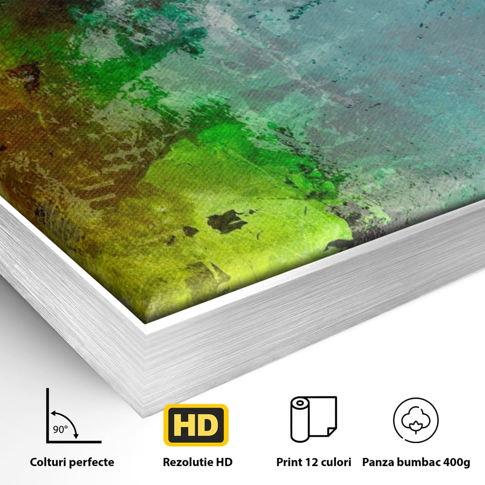Tablou Canvas Premium LuxCanva® A1091, Colorful Green , Abstract, Verde, Blue, Multicolor, Culori Vibrante