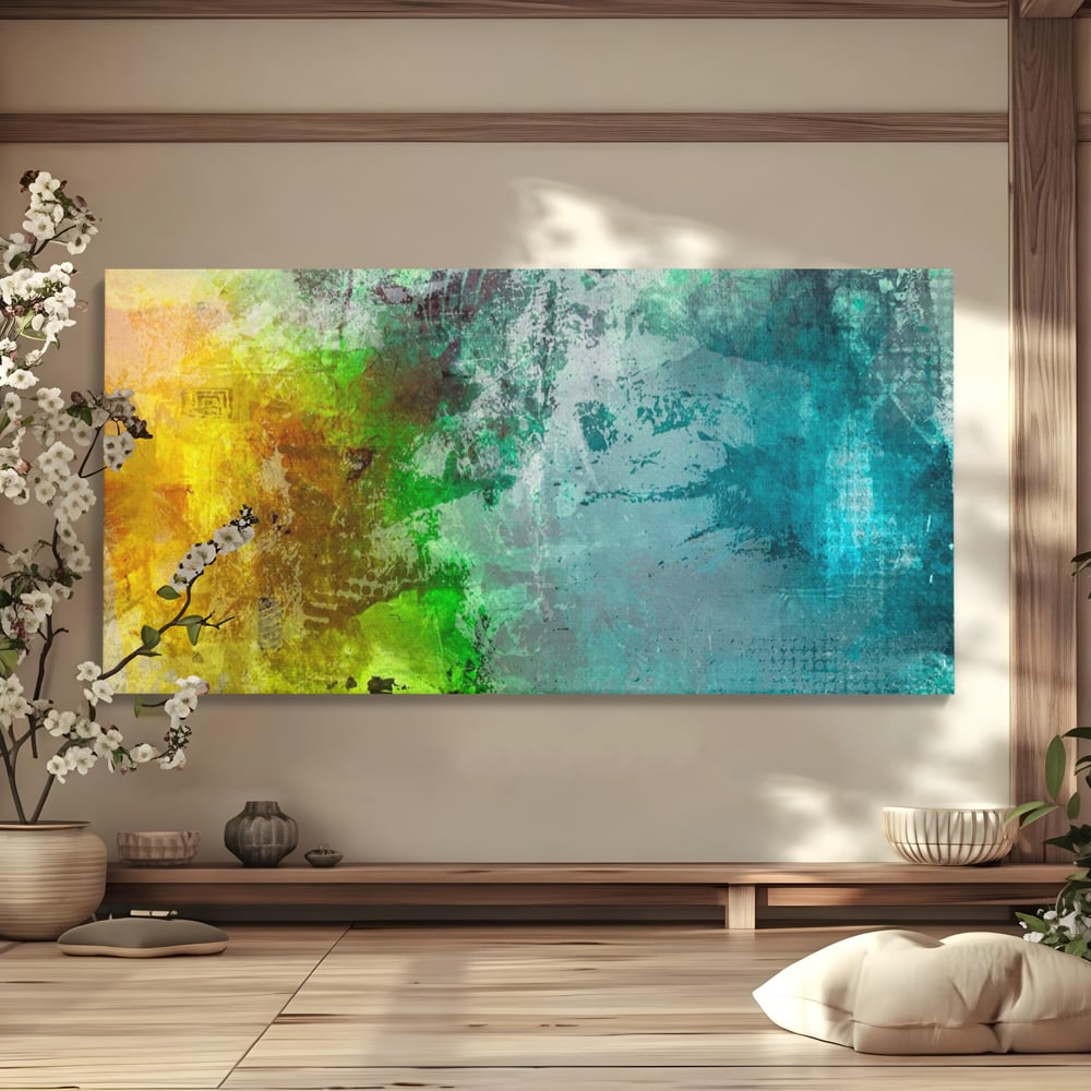 Tablou Canvas Premium LuxCanva® A1091, Colorful Green , Abstract, Verde, Blue, Multicolor, Culori Vibrante