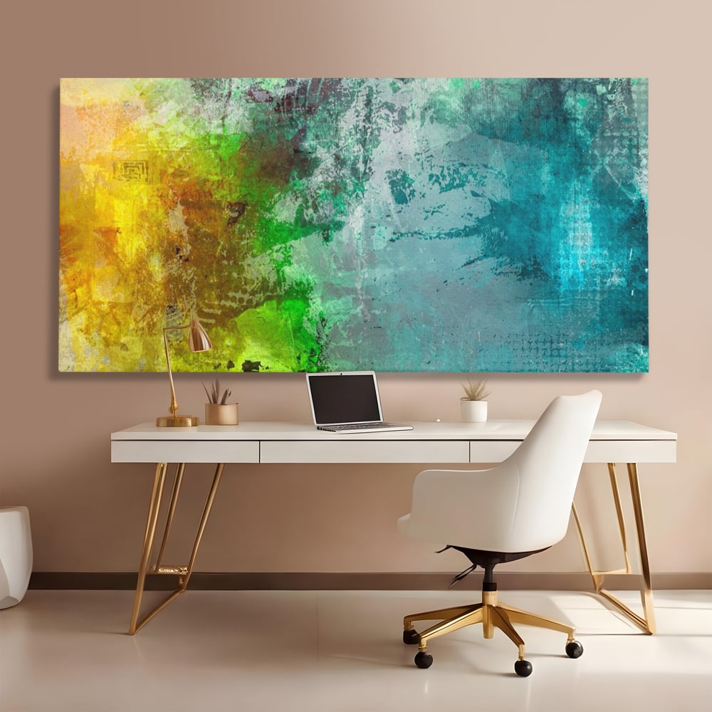 Tablou Canvas Premium LuxCanva® A1091, Colorful Green , Abstract, Verde, Blue, Multicolor, Culori Vibrante