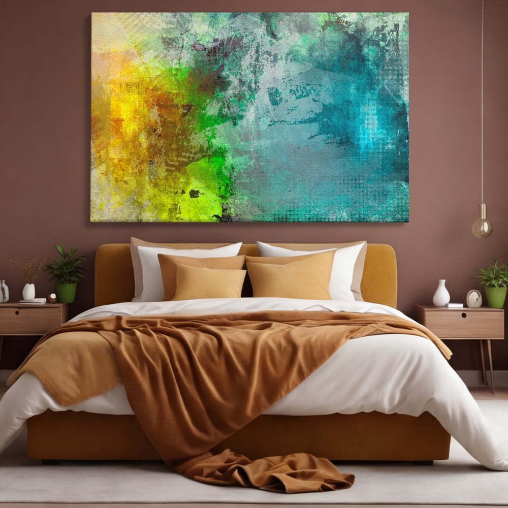 Tablou Canvas Premium LuxCanva® A1091, Colorful Green , Abstract, Verde, Blue, Multicolor, Culori Vibrante