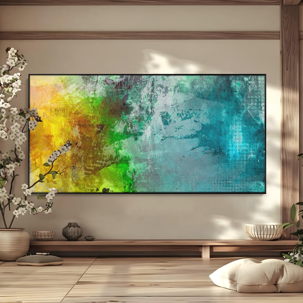 Tablou Canvas Premium LuxCanva® A1091, Colorful Green , Abstract, Verde, Blue, Multicolor, Culori Vibrante